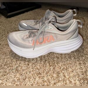 Hoka Women's White and Coral Athletic Shoes